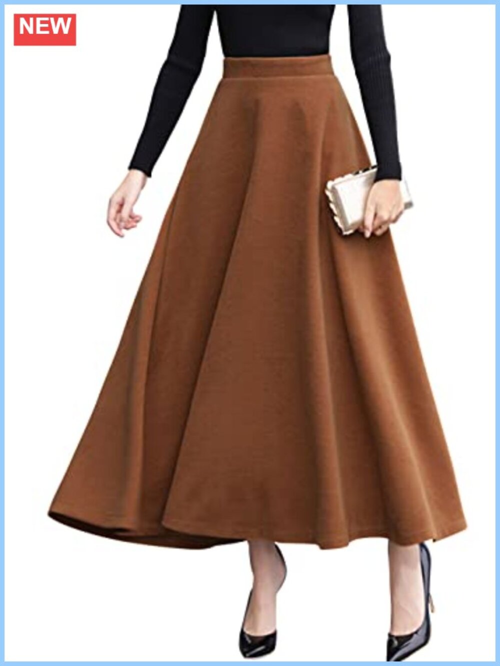 Vintage Wool Blend Plaid A-Line Long Maxi Skirt with Pockets